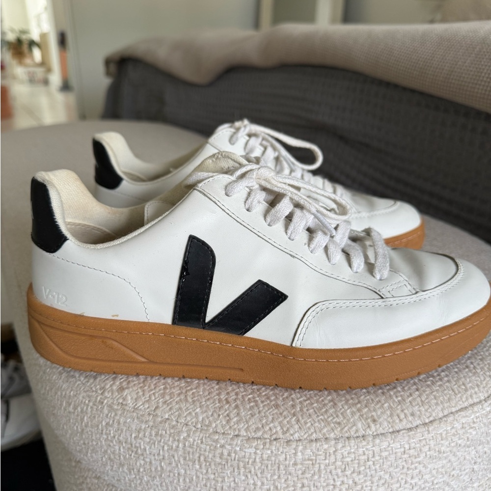 Veja V12 White and Black Sneakers